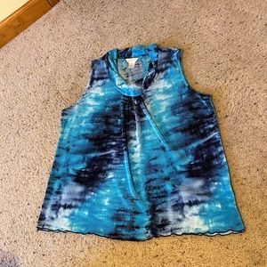 CJ Banks sleeveless tye/dye blue blouse